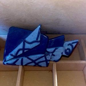 Blue Vintage Pin, large, abstract, unique pin, antique blue, vintage shirt pin